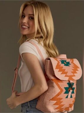 NWT- Panache Apparel Co.Pink Aztec-Pattern Woven Backpack